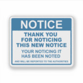 Grappig bericht Bedankt voor het opmerken van dit Sticker (Voorkant)