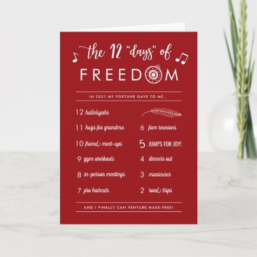 Grappig bericht Covid 12 Days of Freedom Christmas Feestdagen Kaart (Voorkant)