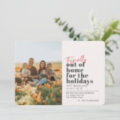 Grappig bericht Covid eindelijk uit huis Foto vaka Feestdagenkaart (Staand voorkant)