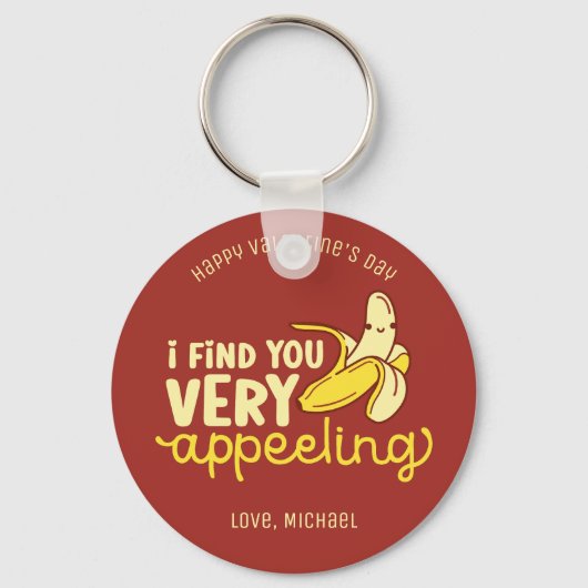 Grappig beroep op de Banana Pun Cute Valentijnsdag Sleutelhanger (Voorkant)