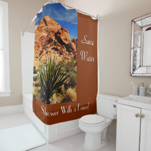 Grappig Bespaar Water Desert Scenery Douchegordijn