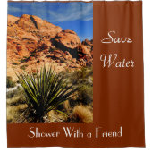 Grappig Bespaar Water Desert Scenery Douchegordijn (Voorkant)