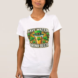 Grappig Bespaar Water Drink Bier Iers T-shirt