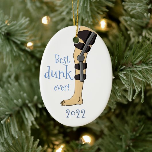 Grappig beste dunk ooit! Basketball Knee Brace Keramisch Ornament (Boom)