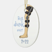 Grappig beste dunk ooit! Basketball Knee Brace Keramisch Ornament (Links)