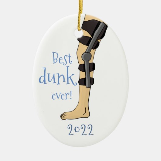 Grappig beste dunk ooit! Basketball Knee Brace Keramisch Ornament (Voorkant)