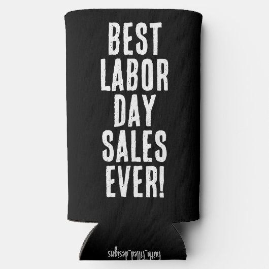 Grappig "Beste Labour Day Sales Ooit." Zwart & Wit Seltzer Blikjeskoeler (Achterkant)