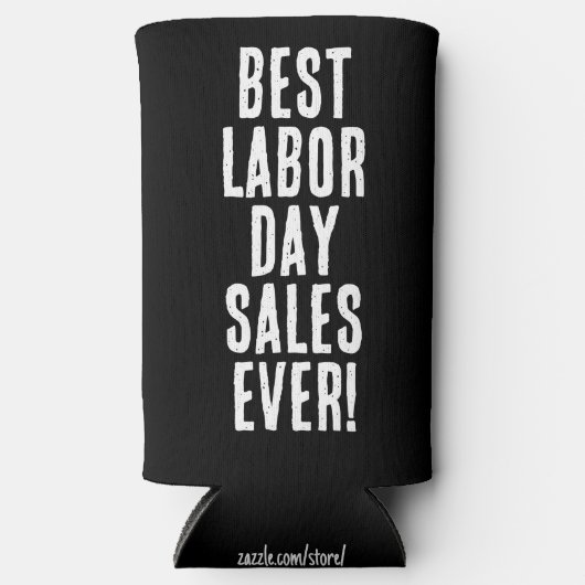 Grappig "Beste Labour Day Sales Ooit." Zwart & Wit Seltzer Blikjeskoeler (Voorkant)