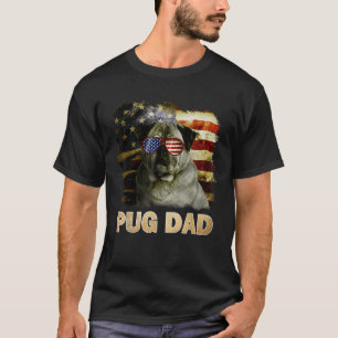 Grappig Beste Pug Dad ooit Amerikaanse vlag 4 juli T-shirt