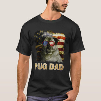 Grappig Beste Pug Dad ooit Amerikaanse vlag 4 juli T-shirt