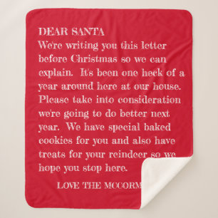 Grappig Beste Santa Letter Red Familie, gepersonal Sherpa Deken