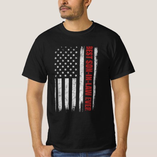 Grappig Beste schoonzoon ooit Amerikaanse vlag T-shirt (Voorkant)