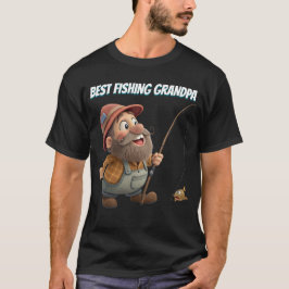 Grappig Beste Vissende Opa Cartoon Karakter Cadeau T-shirt