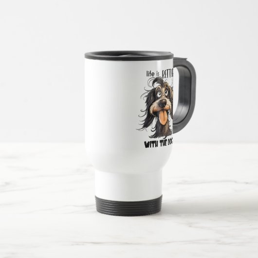 Grappig beter leven honden sarcasme reisbeker (Voorkant rechts)