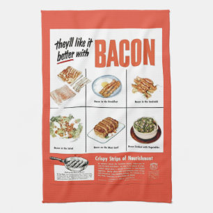Grappig  "Beter met Bacon"-reclame Theedoek