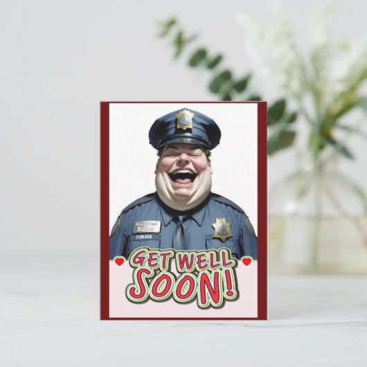 grappig beterschap Officier Briefkaart (Staand voorkant)