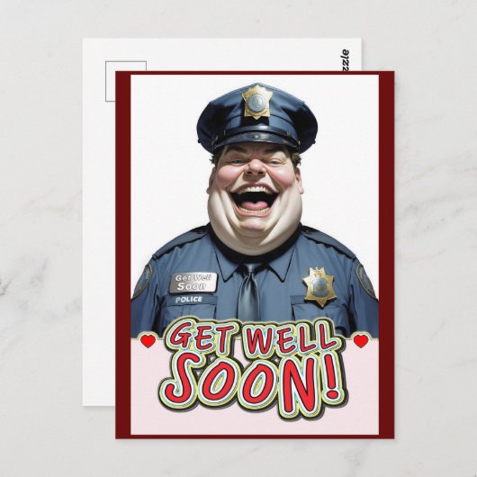 grappig beterschap Officier Briefkaart (Voorkant / Achterkant)