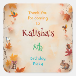 Grappig betoverd herfstbos bedankt vierkante sticker