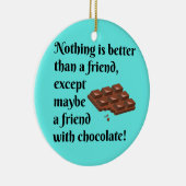 Grappig bevriende vrienden met zwarte chocolade te keramisch ornament (Rechts)