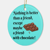 Grappig bevriende vrienden met zwarte chocolade te keramisch ornament (Links)