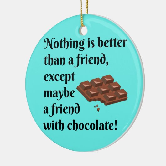 Grappig bevriende vrienden met zwarte chocolade te keramisch ornament (Links)