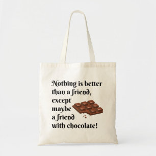Grappig bevriende vrienden met zwarte chocolade te tote bag