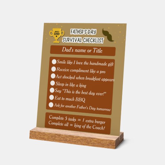 Grappig & Bewerkbaar cadeau voor Vaderdag Acryl Bord (Hoek)