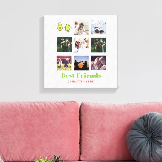 Grappig BFF FOTOCOLLAGE Cadeau Persoonlijke AVOCAD Canvas Afdruk (Insitu (Woonkamer))