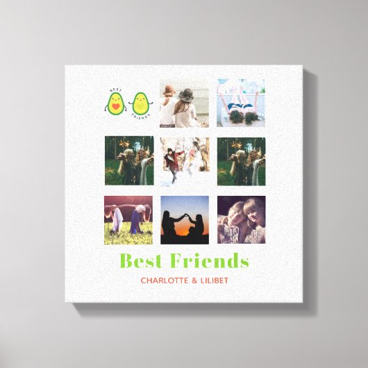 Grappig BFF FOTOCOLLAGE Cadeau Persoonlijke AVOCAD Canvas Afdruk (Voorkant)