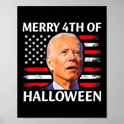 Grappig Biden verward Merry 4th van Halloween Meme Poster (Voorkant)