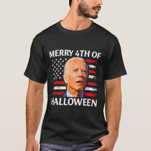 Grappig Biden verward Merry 4th van Halloween Meme T-shirt