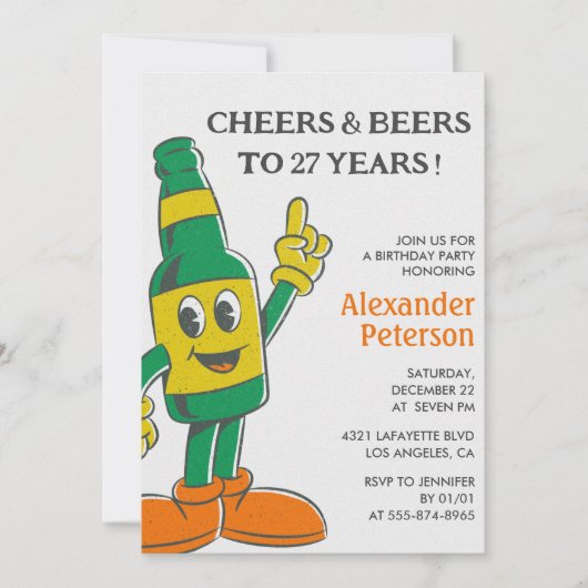 Grappig Bier 27e verjaardag Uitnodigingen Mannen (Voorkant)