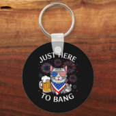 Grappig bier 4 juli kat liefhebber gewoon hier om sleutelhanger (Voorkant)
