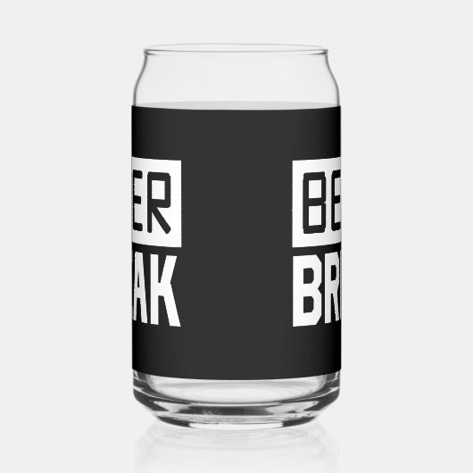 Grappig bier break woord art blikvorm glas (Links)