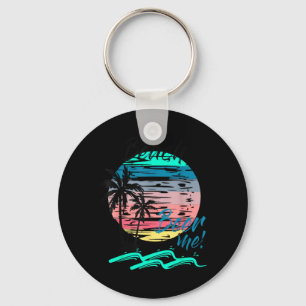 Grappig Bier Drinken Strand Retro Zonsondergang Pa Sleutelhanger