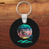 Grappig Bier Drinken Strand Retro Zonsondergang Pa Sleutelhanger (Voorkant)