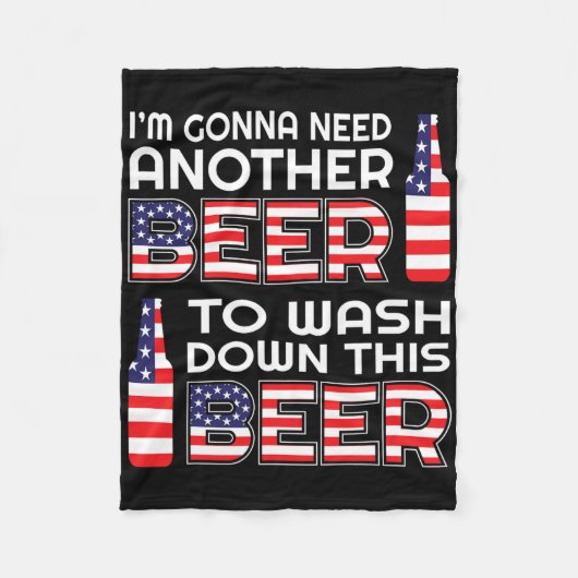 Grappig bier drinken Usa vlag 4 juli  Fleece Deken (Voorkant)
