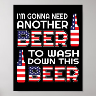 Grappig bier drinken Usa vlag 4 juli  Poster