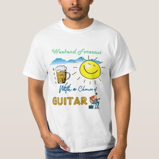 GRAPPIG! Bier en gitaar - Weekend Forecast T-Shirt (Voorkant)