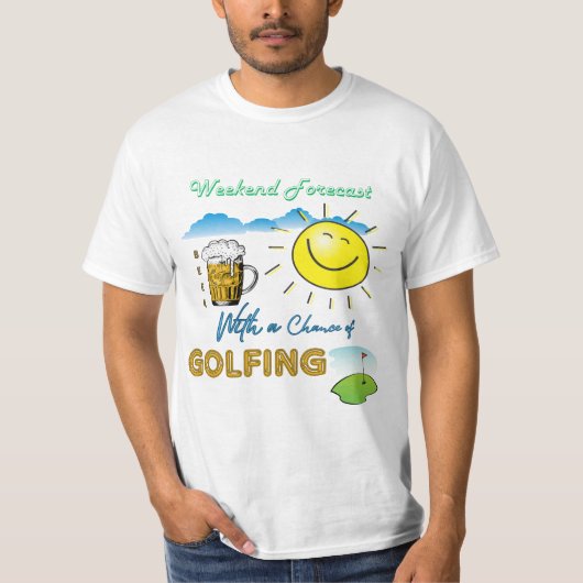 GRAPPIG! Bier en Golfen - Weekend Forecast T-Shirt (Voorkant)
