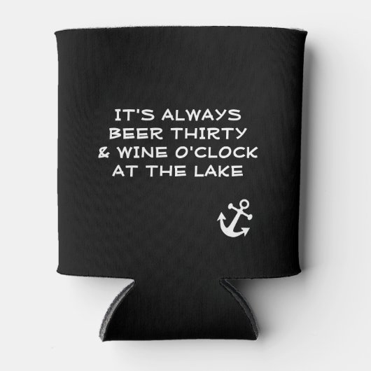 Grappig bier en wijn aan het meer blikjeskoeler (Voorkant)