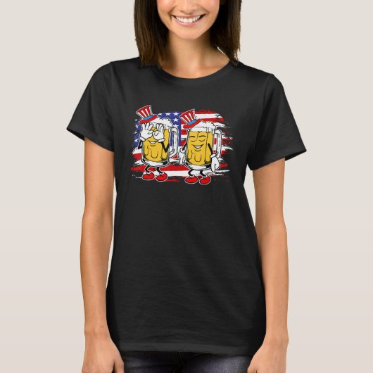 Grappig Bier Griddy Dans 4 juli Amerika Indepe T-shirt (Voorkant)