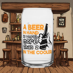 Grappig bier hand cooler woord art blikvorm glas