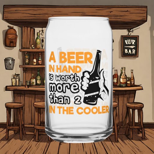 Grappig bier hand cooler woord art blikvorm glas
