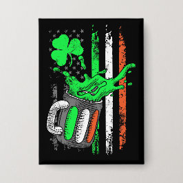 Grappig bier Ierse vlag Button