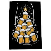 Grappig Bier Kerstboom Vakantie Drinken Medium Cadeauzakje (Voorkant)