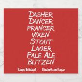 Grappig Bier Kerstmis Vakantie Rendieren Namen Gif Bier Etiket (Enkel label)