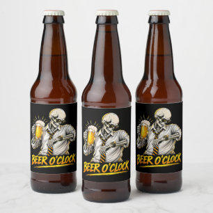 Grappig Bier O Clock Skelet Drinkt Bier Liefhebber Etiket