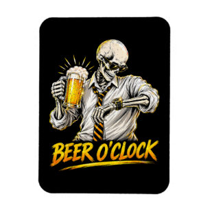 Grappig Bier O Clock Skelet Drinkt Bier Liefhebber Magneet