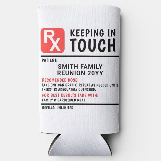 Grappig bier recept familie reünie aangepaste teks seltzer blikjeskoeler (Voorkant)